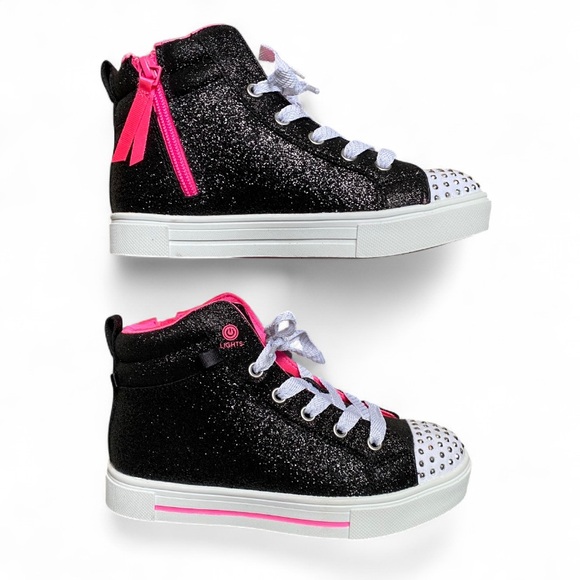 girls NWOT twinkle toes pink and black glitter - Picture 1 of 3